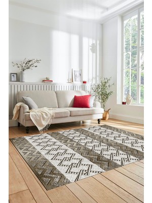 Evdeya Baskılı Kaymaz Yıkanabilir Şık Koridor Halısı Mutfak Halısı Salon Halısı Modern-56-Vizon