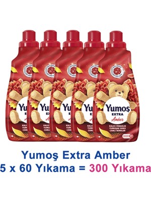 Yumoş Extra Konsantre Çamaşır Yumuşatıcısı Amber 1440 ml 60 Yıkama x 5 Adet