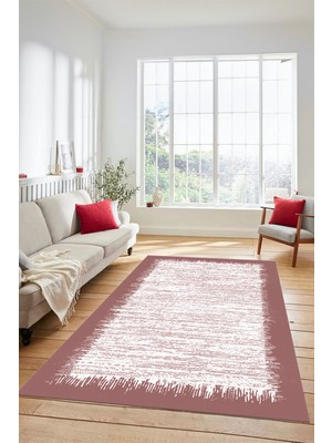 Evdeya Dijital Baskılı Kaymaz Yıkanabilir Sade Desen Yolluk Mutfak Salon Halısı Modern-43-Pembe