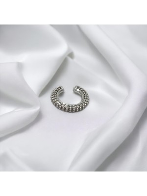 GoShine Taşlı Halka Gümüş Kıkırdak Küpe Earcuff