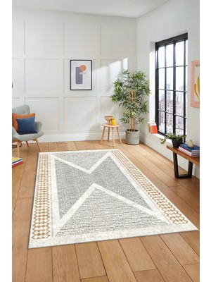 Evdeya Dijital Ince Kaymaz Taban Yıkanabilir Modern Yolluk Mutfak Salon Halısı Modern-07-Kahve