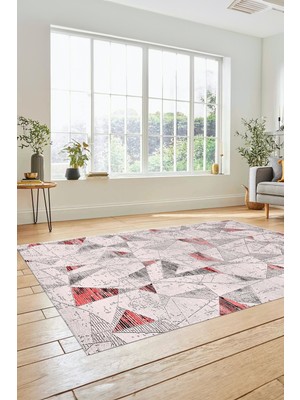 Evdeya Modern Desen Özel Tasarım Dijital Kaymaz Yıkanabilir Yolluk Mutfak Salon Halısı Modern-82-Pembe