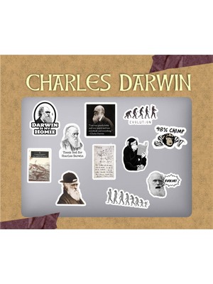 Hediyene Bak Charles Darwin Laptop Notebook Telefon Kılıfı Sticker Paketi