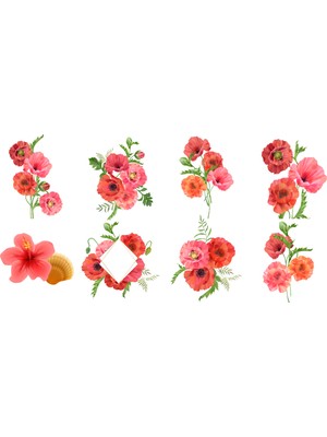 TellGraf Çiçekler Temalı Yuvarlak Etiket (4x4 cm 24 Adet)