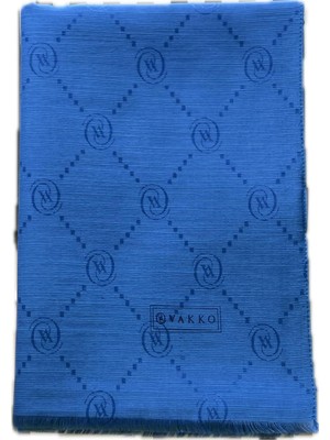 Vakko Monogram Pamuk Ipek Şal 30011260-ROYAL Mavi