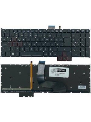 Notespare Acer ile Uyumlu Predator G9-791-760F, G9-791-7679, G9-791-76G8 Notebook Işıklı Klavye Siyah Tr