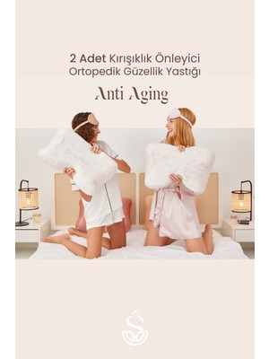 Shine Pillow - 2'li Güzellik Yastığı Ortopedik Yaşlılık Karşıtı Patentli Visco Hyaluronic Acid içerikli Kılıflı