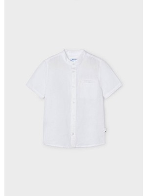 Mayoral Yazlık Erkek Kısa Kol Keten Gömlek Beyaz