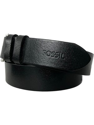 Fossil Hakiki Siyah Deri Spor 4 cm Erkek Kemeri