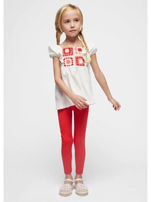 Mayoral Yazlık Kız Bluz Tayt Pantolon Set Kırmızı