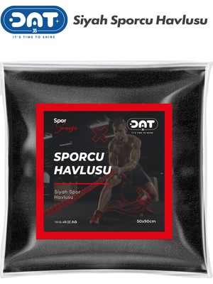 Dat35 Siyah Sporcu Havlusu Gym Fitness Plates Boks Tenis Spor Havlusu 50 x 90 cm