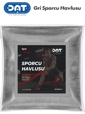 Dat35 Gri Sporcu Havlusu Gym Fitness Plates Boks Tenis Spor Havlusu 50  x  90 cm