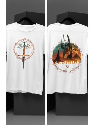 Fuddy Moda Yüzüklerin Efendisi Sırt Baskılı T-Shirt Unisex Lord Of The Rings Baskılı T-Shirt
