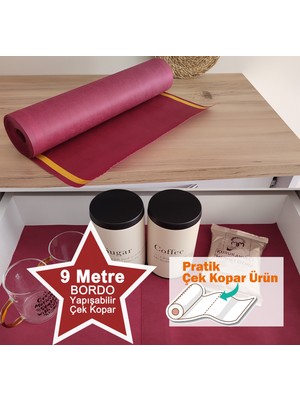 Perisfer Pratik Çek Kopar Bordo 9m Yapışkanlı Çekmece Dolap Düzenleyici Buzdolabı Raf Örtüsü Kaymaz Kaydırmaz