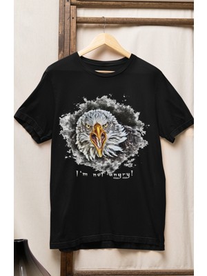 Fuddy Moda Unisex Oversize Kartal Baskılı T-Shirt I'm Not Angry Yazılı T-Shirt