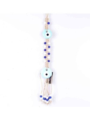 Depposite Nazar Makrome Açık Mavi Renk Ikili Oval Şekilli Duvar Süsü