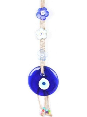 Depposite Nazar Makrome Oval Şekilli Üstte Üç Çiçek Detaylı Duvar Süsü