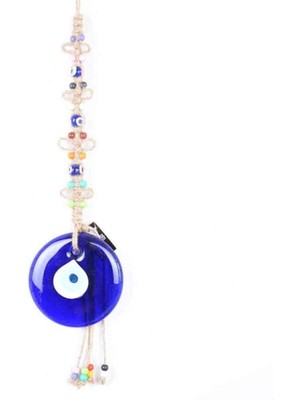 Depposite Nazar Makrome Oval Şekilli Çiçek Boncuk Örme Detaylı Duvar Süsü