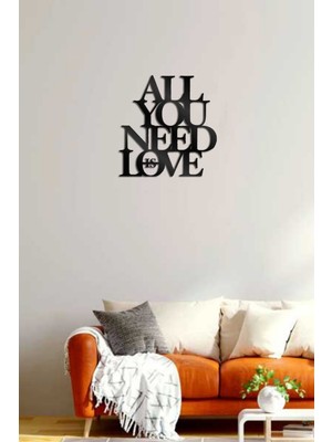 Ensa Design All You Need Is Love Yazılı Ahşap Duvar Dekoru, Dekoratif  Duvar Dekoru 35X35CM