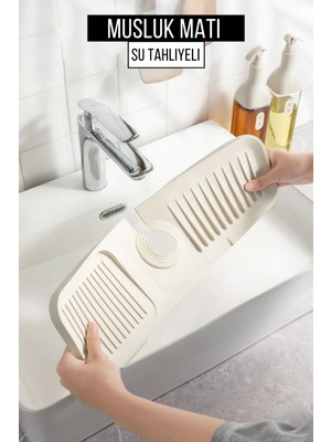 Orvila Elastik Musluk Matı Su Tutucu Düzenleyici Kaydırmaz Taban Organizer Mutfak Banyo Lavabo