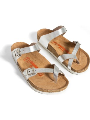 Uniqueqoop Lisbon Deri Mantar Taban Ortopedik Kadın Terlik