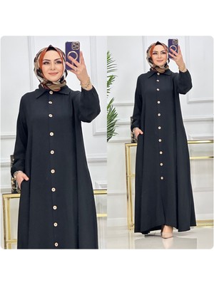 Still Butik Ayrobin Kumaş Yazlık Büyük Beden Günlük Tesettür Ferace ST2156