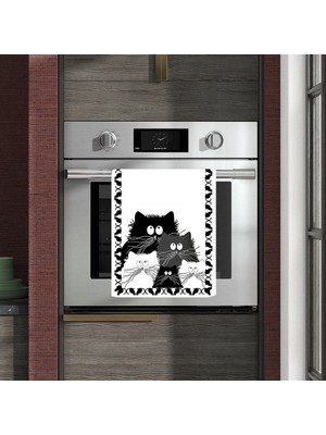 Sister Home Design Şapşik Kediler Desenli Fırın Örtüsü