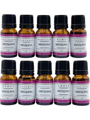 Miss Lina 10'lu Set Uçucu Yağ Buhurdanlık Esansı Oda Kokusu Esansiyel Buhur Yağı 10 ml