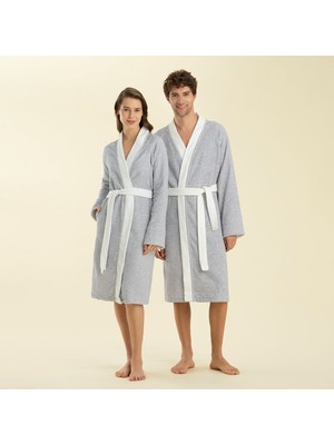 Chakra Albera Bornoz Beyaz/marin Mavi