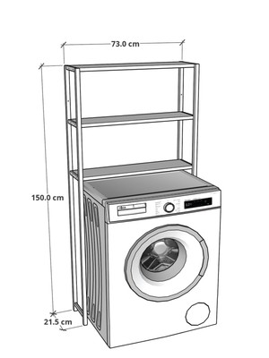 Furnature Design Çamaşır Makinesi Üstü Düzenleyici Raf Banyo Dolabı Rafı Makina Üstü Dolap Raf Atlantik Çam