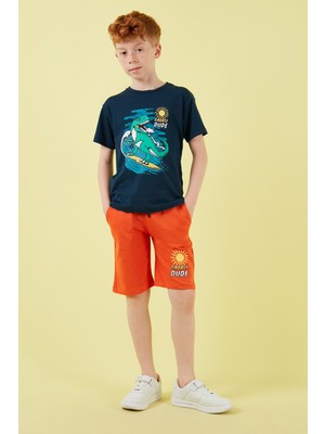 Lela Pamuklu Regular Fit Bisiklet Yaka Şortlu Alt-Üst Takım Erkek Çocuk Takım 6212019