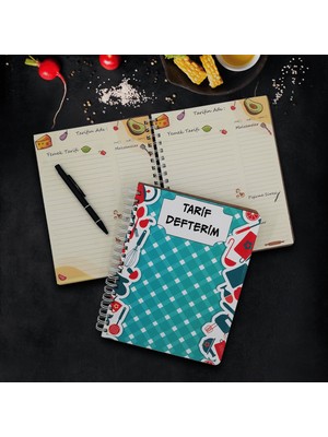 Vagonik Özel Tasarım Ahşap Kapaklı Büyük Boy 160 Sayfa Yemek Tarif Defteri