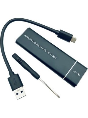 Maxgo 3003 USB 3.1 Type C PCI-E Express M.2 NVMe SSD Kutusu Harici M-Key Hard Disk  Alüminyum Siyah
