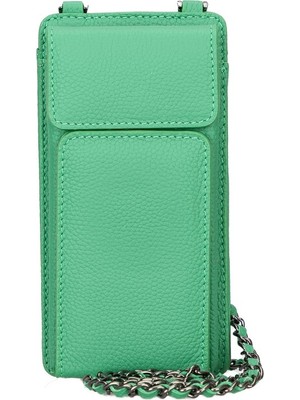 PLM Avjin 6.9 Inch Uyumlu Deri Kılıf Cüzdan Askılı Erc4 Yeşil