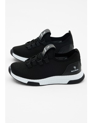 Tonny Black Çocuk  Siyah Beyaz Rahat Kalıp Lastik Bağcıklı Spor Ayakkabı