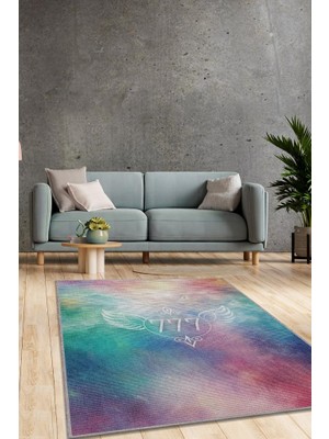 Homshtag 777 Temalı Çok Renkli Spiritüel Temalı Melek Habercisi Şans Getiren Sayı Sekansılı Halı