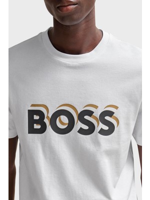 Boss Logolu Bisiklet Yaka Regular Fit Pamuklu Jarse T Shirt Erkek T Shirt 50506923 100