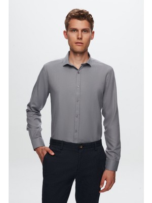 D'S Damat Twn Slim Fit Gri Oxford Gömlek 6EF02ORT00288