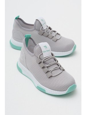 Tonny Black Çocuk Gri Yeşil Rahat Kalıp Lastik Bağcıklı Spor Ayakkabı