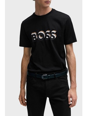 Boss Logolu Bisiklet Yaka Regular Fit Pamuklu Jarse T Shirt Erkek T Shirt 50506923 001