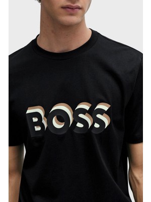 Boss Logolu Bisiklet Yaka Regular Fit Pamuklu Jarse T Shirt Erkek T Shirt 50506923 001