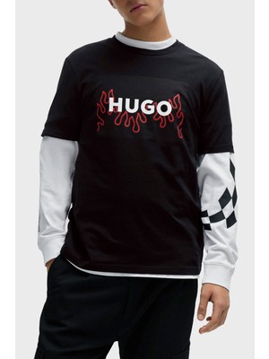 Hugo Logolu Bisiklet Yaka Regular Fit Pamuklu Jarse T Shirt Erkek T Shirt 50506989 001