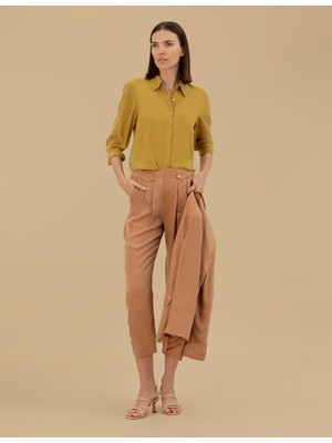 Pierre Cardin Kadın Kahverengi Kupro Kumaş Pantolon 50262597-VR233