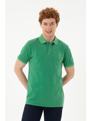 U.S. Polo Assn. Erkek Slim Fit Polo Yaka Yeşil Basic Tişört 50263475-VR054