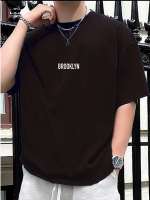 Medinenur Brooklyn Baskılı  Bisiklet Yaka T-Shirt