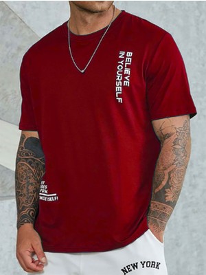 Medinenur  Believe Baskılı Bisiklet Yaka Tshirt