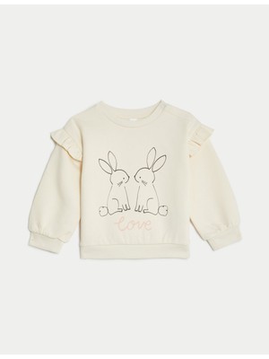 Marks & Spencer Tavşan Desenli Yuvarlak Yaka Sweatshirt