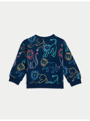 Marks & Spencer Aslan Desenli Yuvarlak Yaka Sweatshirt