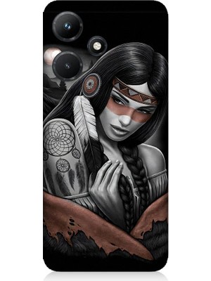 Teknomeg Infinix Hot 30I Uyumlu Kızılldereli Kız Dreamcatcher Desenli Silikon Kılıf