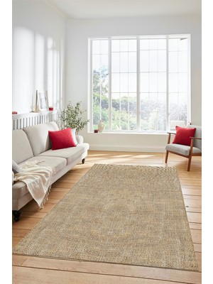Evdeya Dijital Baskılı Kaymaz Yıkanabilir Şık Jüt-Hasır Tasarım Mutfak Yolluk Salon Halısı, Jüt-07-Kahve,